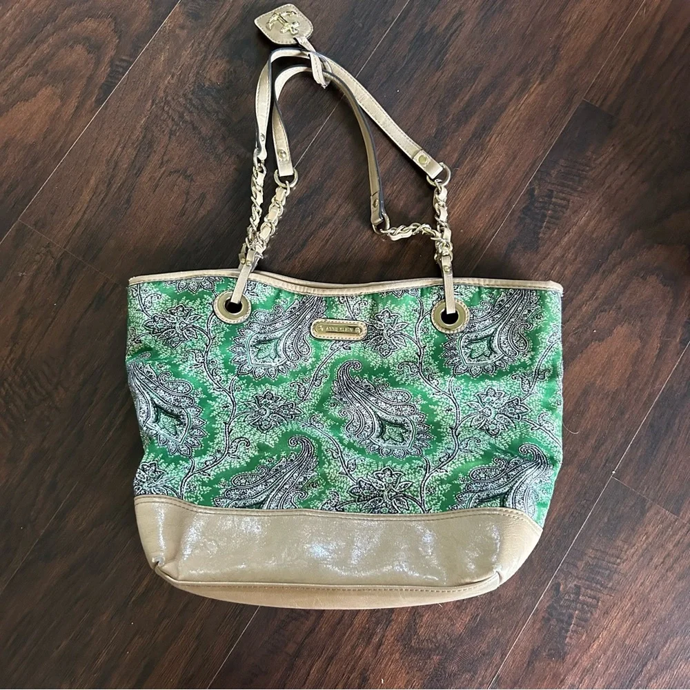 [Anne Klein] Green Paisley Pattern Purse